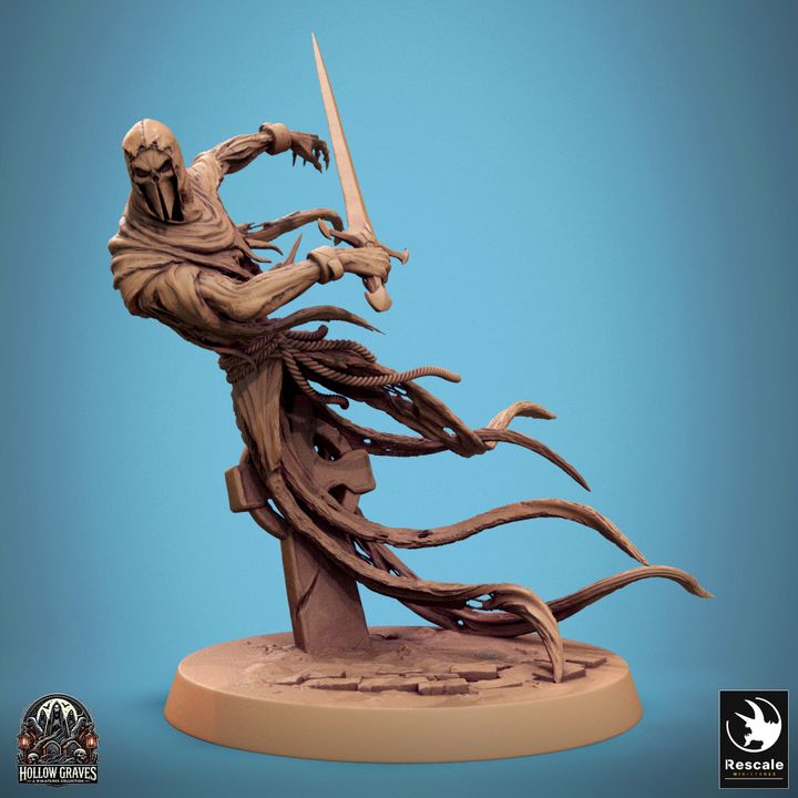 Collection Masked Ghost Spectral Warrior Ghost | Medium | Rescale Miniatures | D&D DnD Pathfinder Miniature