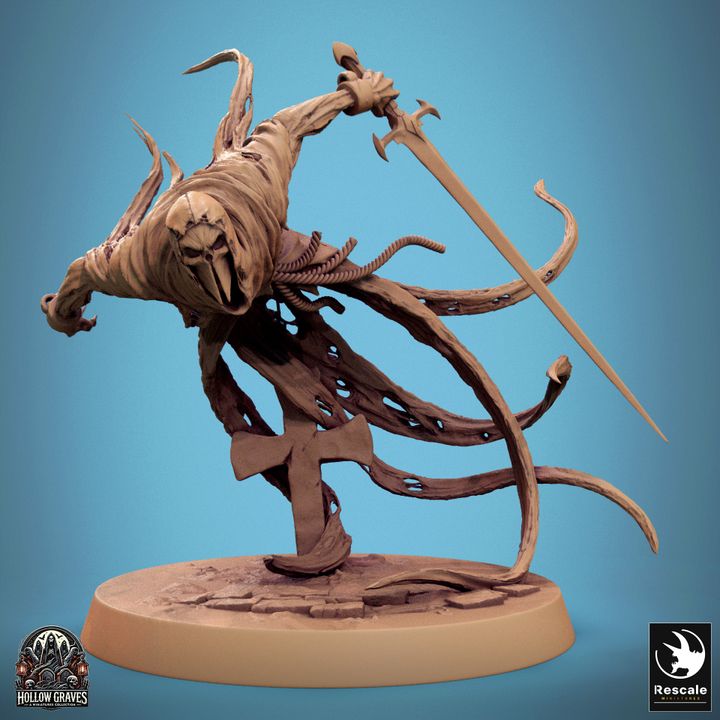 Collection Masked Ghost Spectral Warrior Ghost | Medium | Rescale Miniatures | D&D DnD Pathfinder Miniature