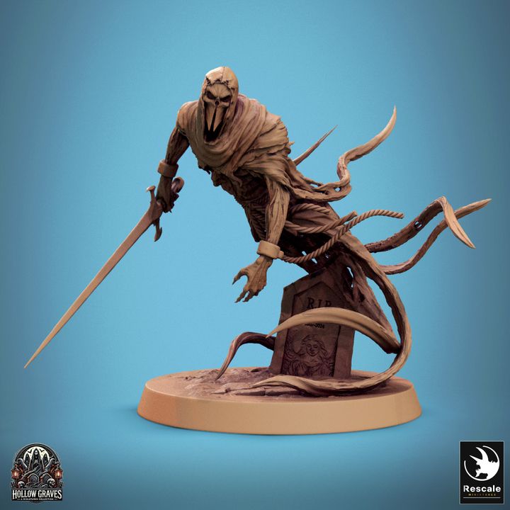 Collection Masked Ghost Spectral Warrior Ghost | Medium | Rescale Miniatures | D&D DnD Pathfinder Miniature