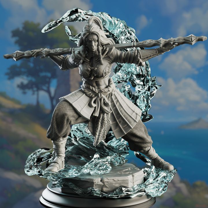 Water Genasi Monk - Flow (25mm Base)