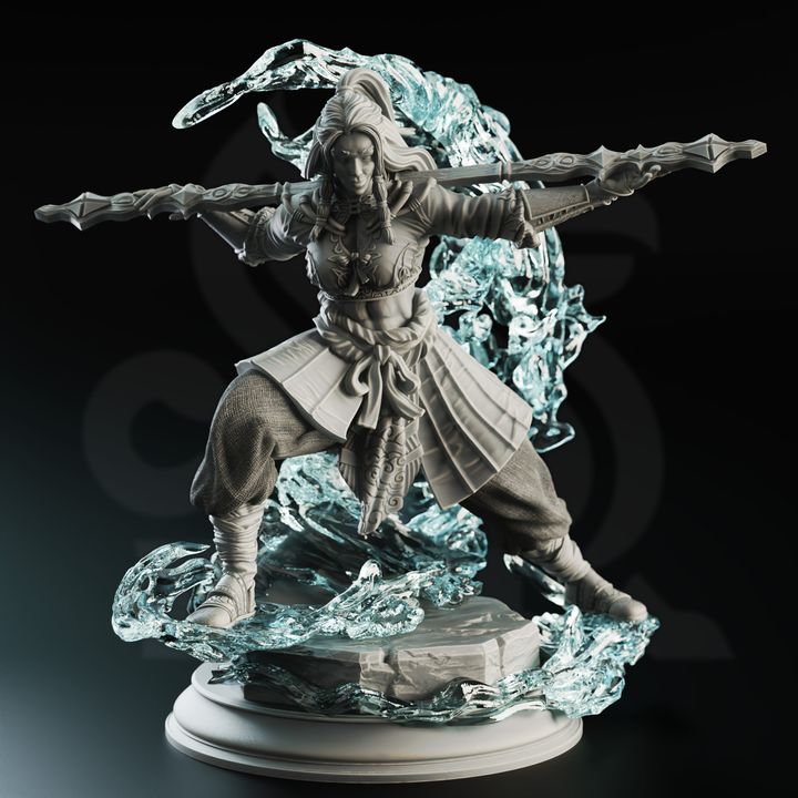 Water Genasi Monk - Flow (25mm Base)