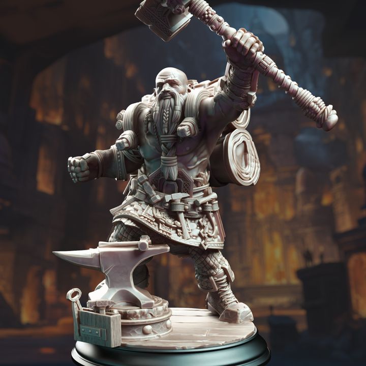 Dwarven Battle Blacksmith Hammer Artisan Medium | DM Stash | D&D DnD Pathfinder Miniature