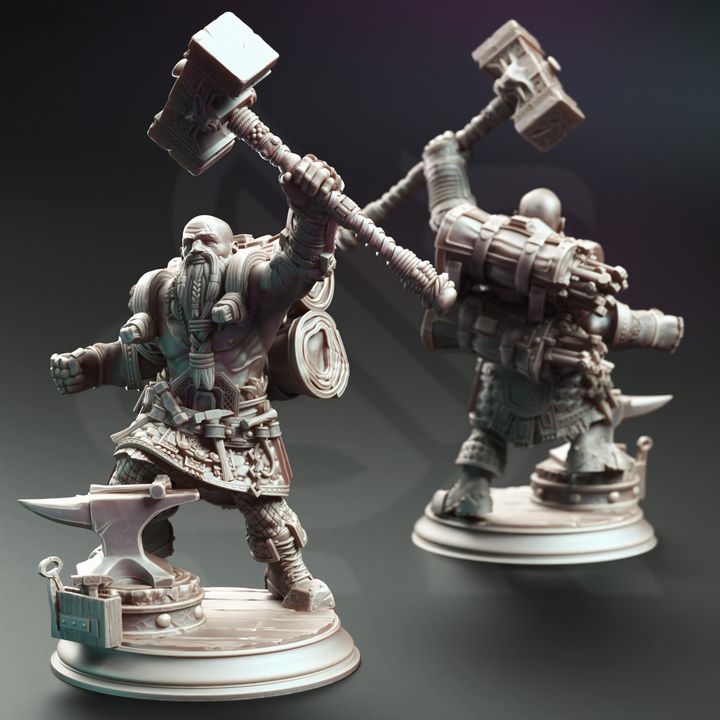 Dwarven Battle Blacksmith Hammer Artisan Medium | DM Stash | D&D DnD Pathfinder Miniature