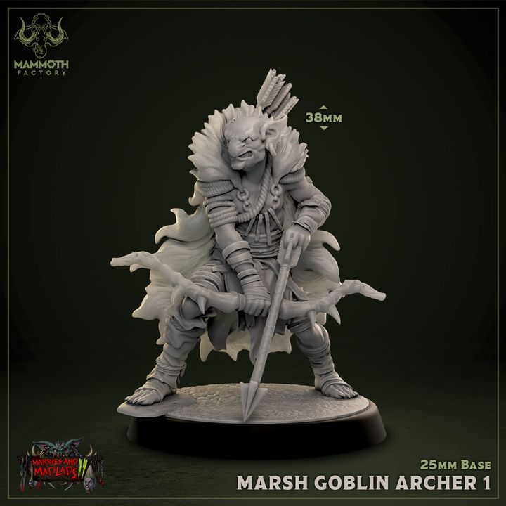 Marsh Goblin Archer Warband Miniature | Medium | Mammoth Factory | D&D DnD Pathfinder Miniature