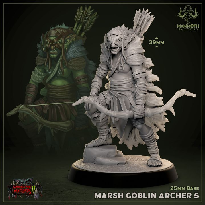 Marsh Goblin Archer Warband Miniature | Medium | Mammoth Factory | D&D DnD Pathfinder Miniature