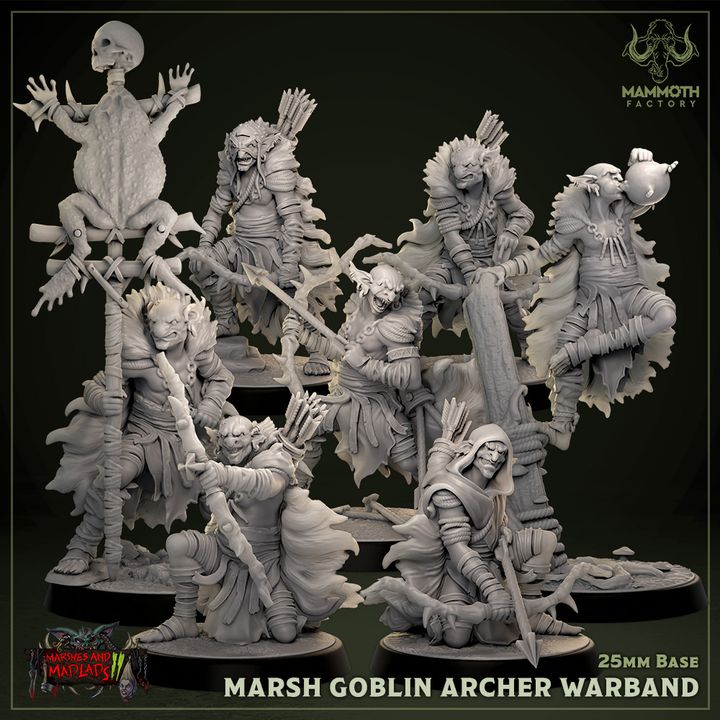 Marsh Goblin Archer Warband Miniature | Medium | Mammoth Factory | D&D DnD Pathfinder Miniature