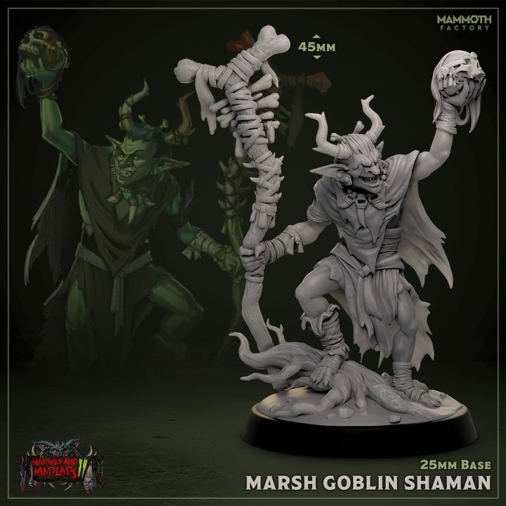 Marsh Goblin Shaman Druid Casting | Medium | Mammoth Factory | D&D DnD Pathfinder Miniature