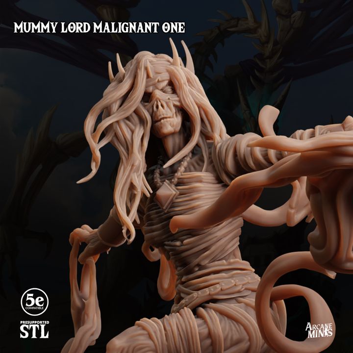 Mummy Lord Undead Sorcerer Miniature | Medium | Sordane Publishing | D&D DnD Pathfinder Miniature