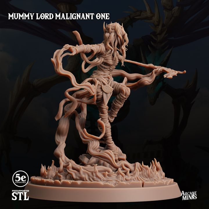 Mummy Lord Undead Sorcerer Miniature | Medium | Sordane Publishing | D&D DnD Pathfinder Miniature