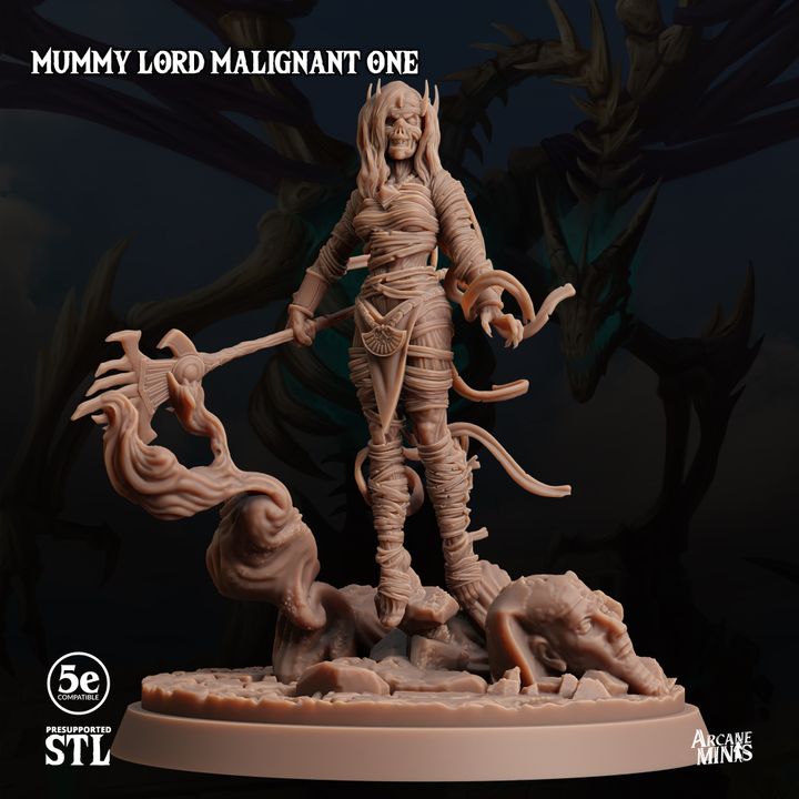 Mummy Lord Undead Sorcerer Miniature | Medium | Sordane Publishing | D&D DnD Pathfinder Miniature