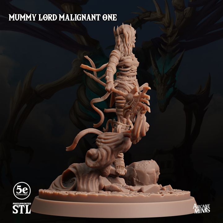 Mummy Lord Undead Sorcerer Miniature | Medium | Sordane Publishing | D&D DnD Pathfinder Miniature