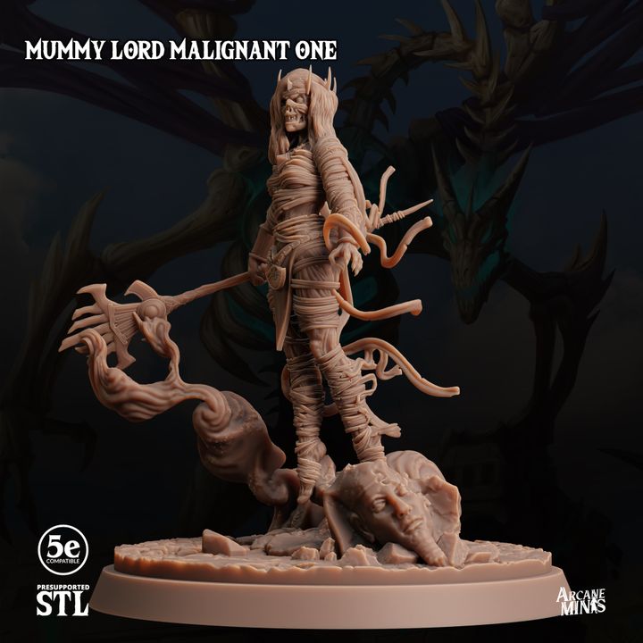 Mummy Lord Undead Sorcerer Miniature | Medium | Sordane Publishing | D&D DnD Pathfinder Miniature