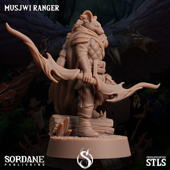 Ratfolk Ranger Miniature Guard Musjwi | Medium | Sordane Publishing | D&D DnD Pathfinder Miniature