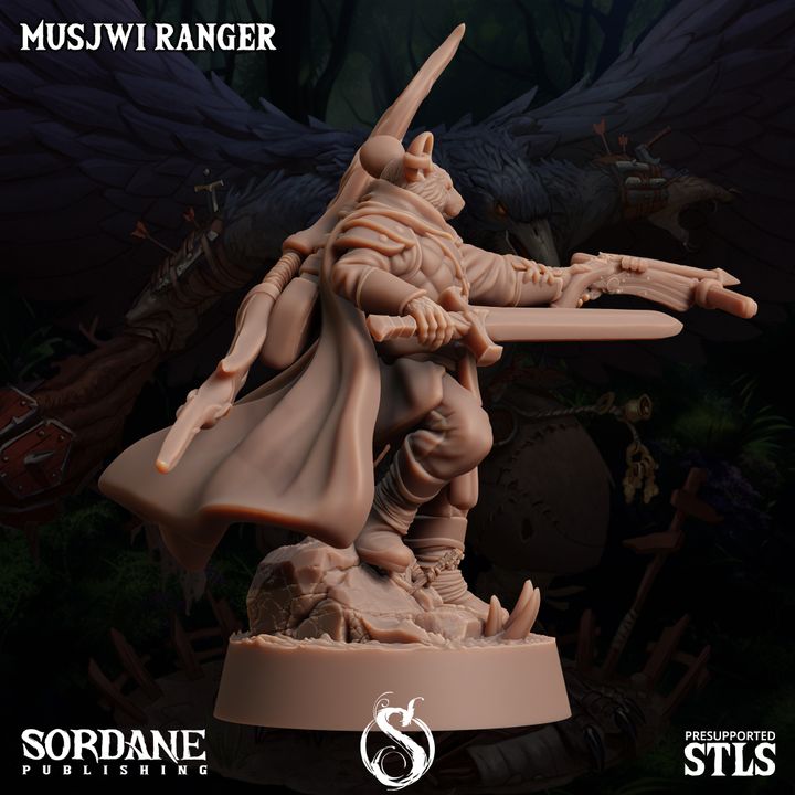 Ratfolk Ranger Miniature Guard Musjwi | Medium | Sordane Publishing | D&D DnD Pathfinder Miniature