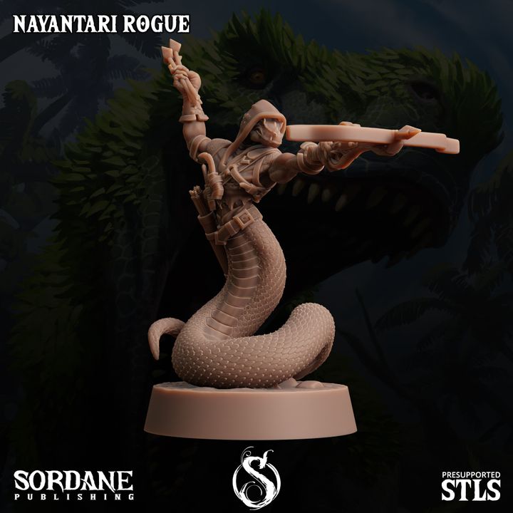 Nayantari Serpentine Rogue Miniature Medium | Sordane Publishing | D&D DnD Pathfinder Miniature
