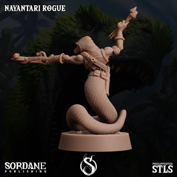 Nayantari Serpentine Rogue Miniature Medium | Sordane Publishing | D&D DnD Pathfinder Miniature