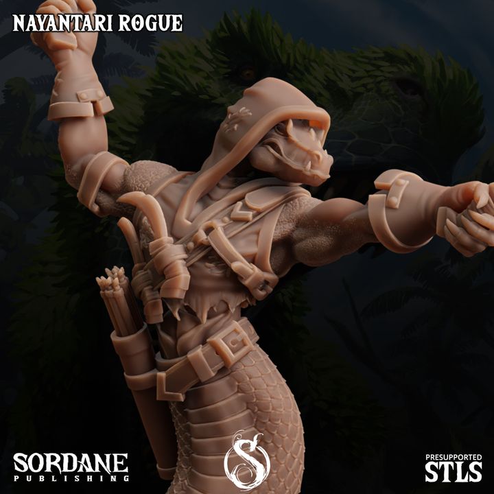 Nayantari Serpentine Rogue Miniature Medium | Sordane Publishing | D&D DnD Pathfinder Miniature