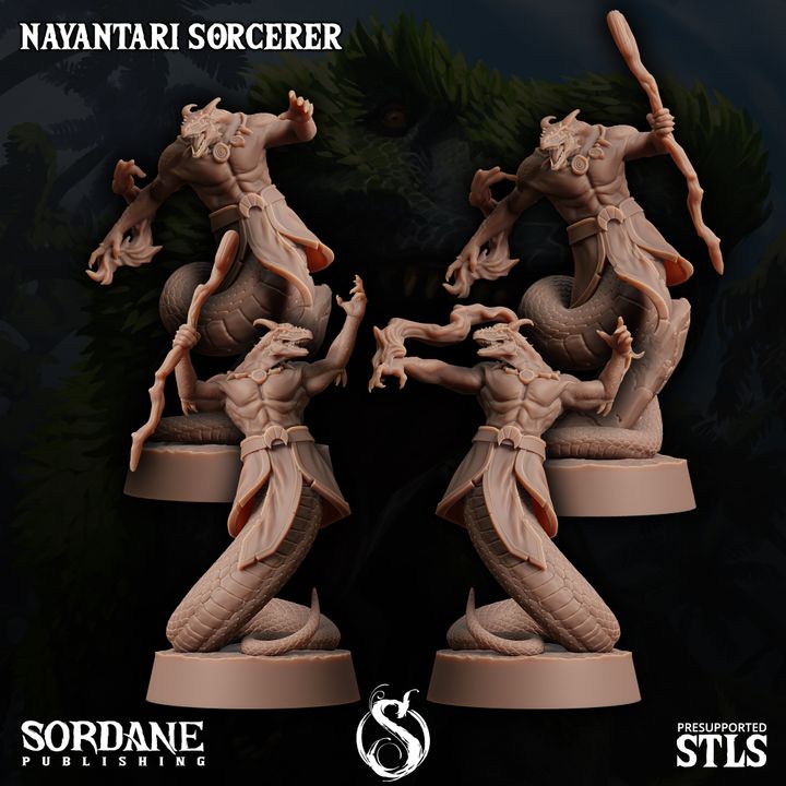 Yuan-ti Sorcerer Spellcaster Miniature | Medium | Sordane Publishing | D&D DnD Pathfinder Miniature