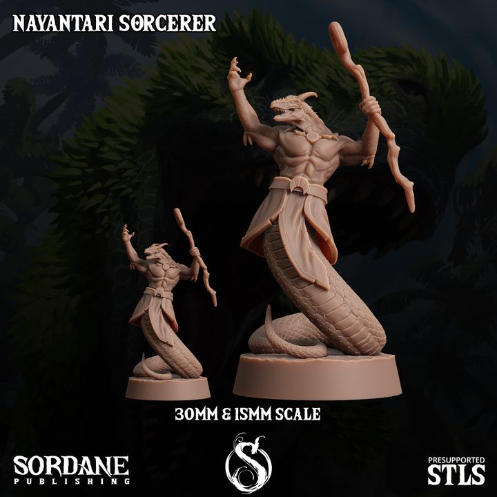 Yuan-ti Sorcerer Spellcaster Miniature | Medium | Sordane Publishing | D&D DnD Pathfinder Miniature