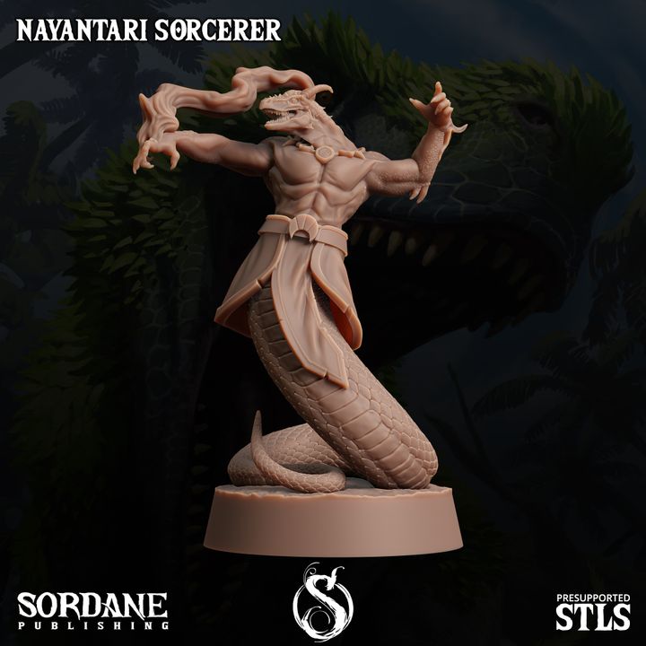 Yuan-ti Sorcerer Spellcaster Miniature | Medium | Sordane Publishing | D&D DnD Pathfinder Miniature