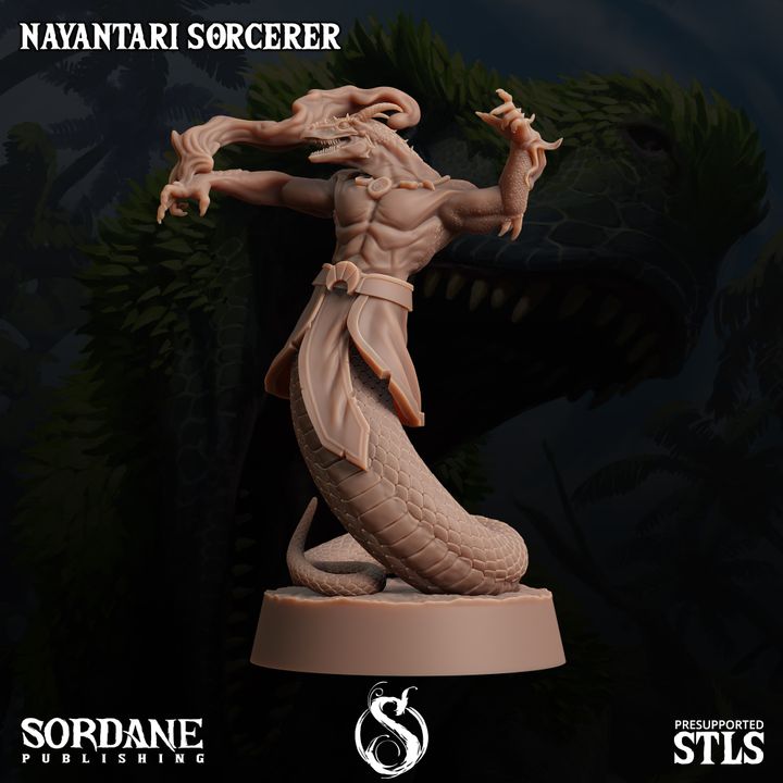 Yuan-ti Sorcerer Spellcaster Miniature | Medium | Sordane Publishing | D&D DnD Pathfinder Miniature