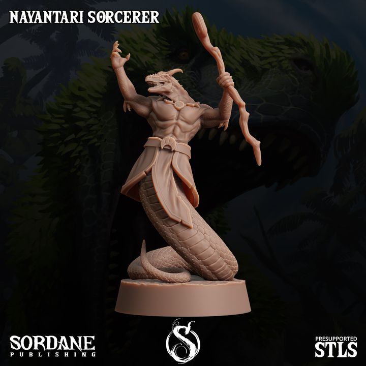 Yuan-ti Sorcerer Spellcaster Miniature | Medium | Sordane Publishing | D&D DnD Pathfinder Miniature