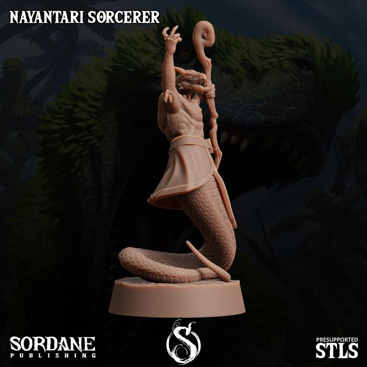 Yuan-ti Sorcerer Spellcaster Miniature | Medium | Sordane Publishing | D&D DnD Pathfinder Miniature