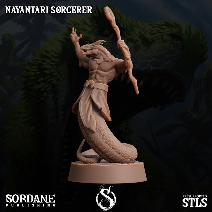 Yuan-ti Sorcerer Spellcaster Miniature | Medium | Sordane Publishing | D&D DnD Pathfinder Miniature
