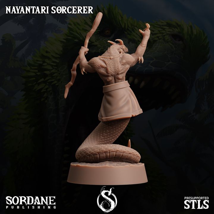 Yuan-ti Sorcerer Spellcaster Miniature | Medium | Sordane Publishing | D&D DnD Pathfinder Miniature