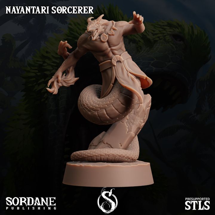Yuan-ti Sorcerer Spellcaster Miniature | Medium | Sordane Publishing | D&D DnD Pathfinder Miniature