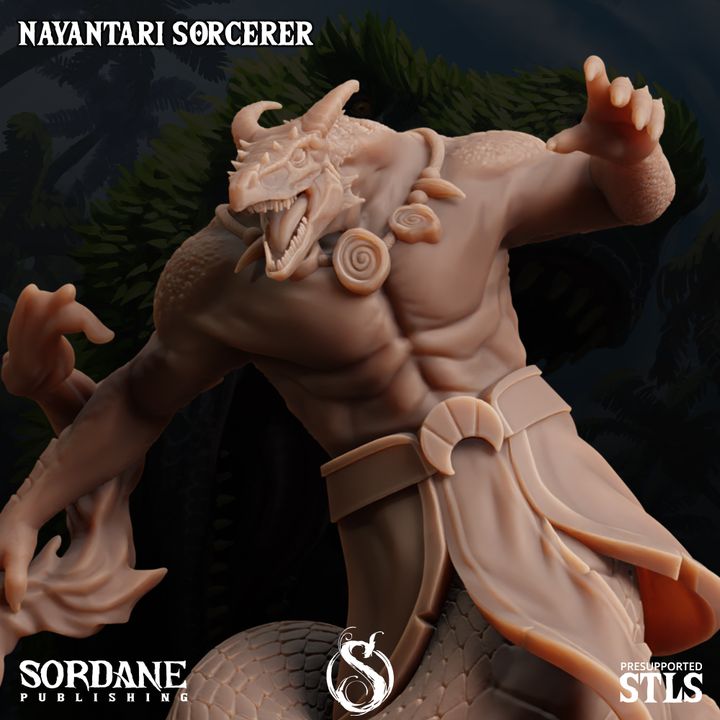 Yuan-ti Sorcerer Spellcaster Miniature | Medium | Sordane Publishing | D&D DnD Pathfinder Miniature