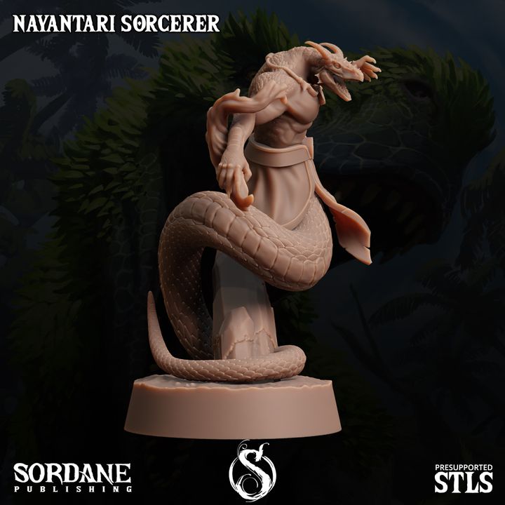 Yuan-ti Sorcerer Spellcaster Miniature | Medium | Sordane Publishing | D&D DnD Pathfinder Miniature