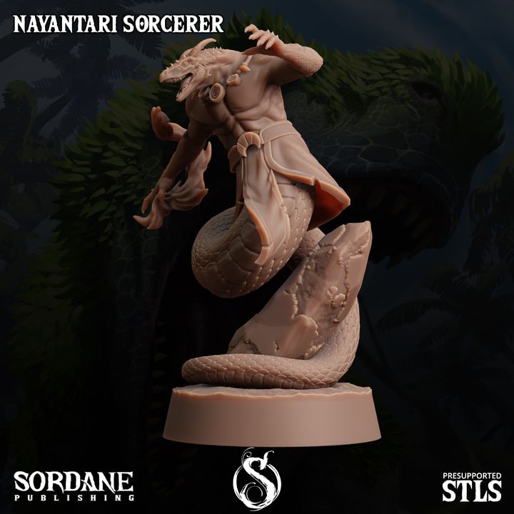 Yuan-ti Sorcerer Spellcaster Miniature | Medium | Sordane Publishing | D&D DnD Pathfinder Miniature