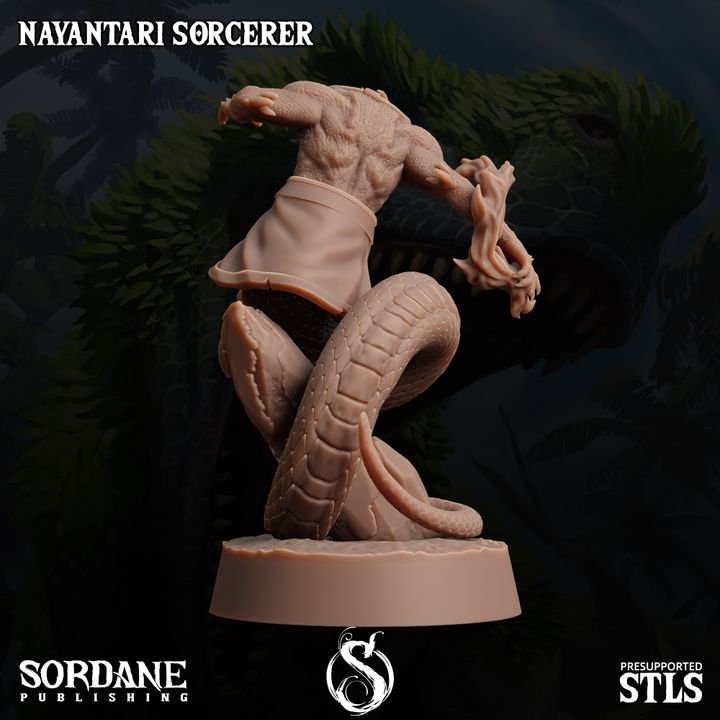 Yuan-ti Sorcerer Spellcaster Miniature | Medium | Sordane Publishing | D&D DnD Pathfinder Miniature