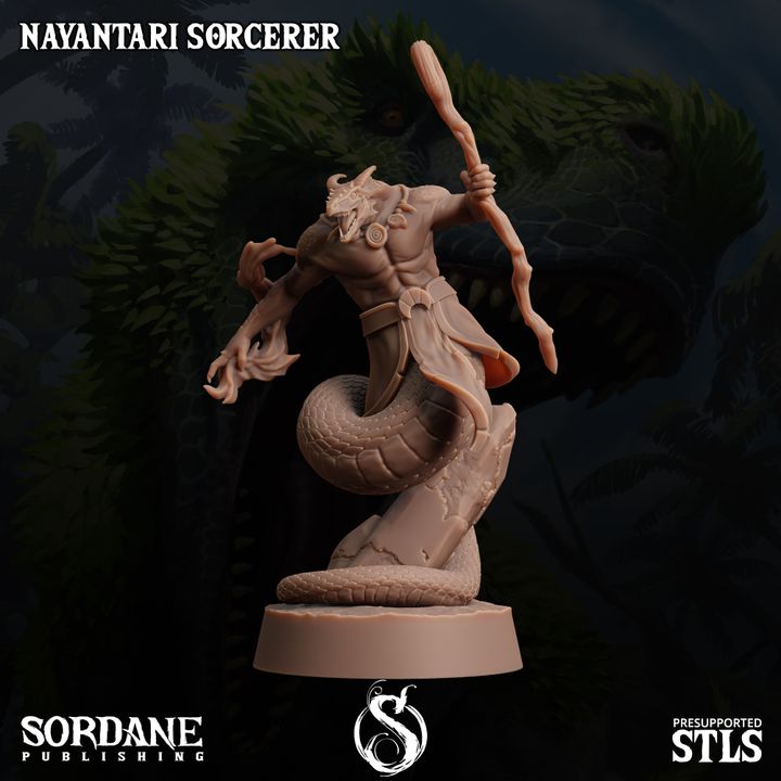 Yuan-ti Sorcerer Spellcaster Miniature | Medium | Sordane Publishing | D&D DnD Pathfinder Miniature