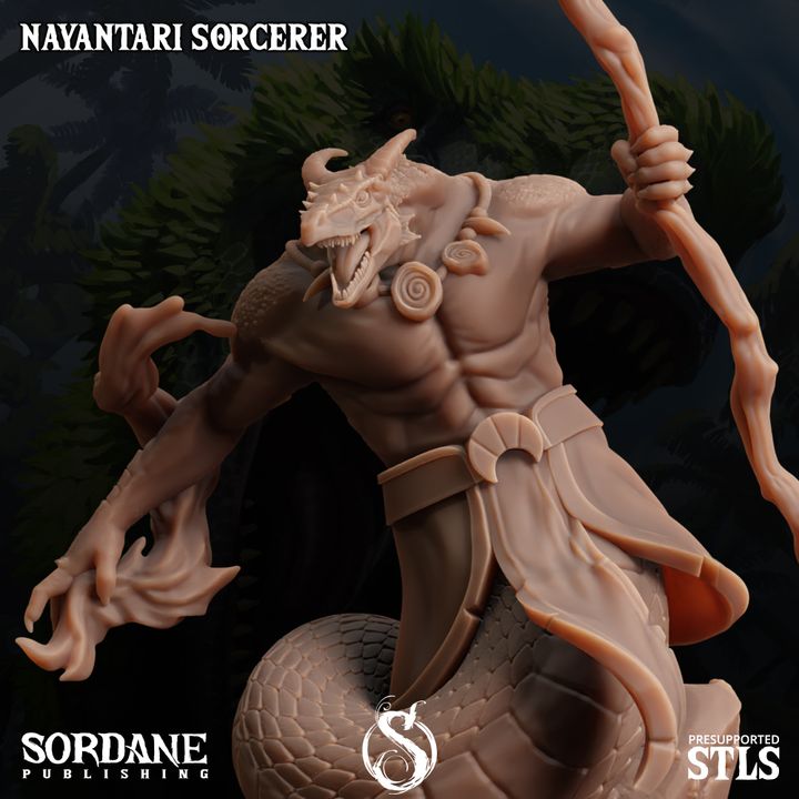 Yuan-ti Sorcerer Spellcaster Miniature | Medium | Sordane Publishing | D&D DnD Pathfinder Miniature