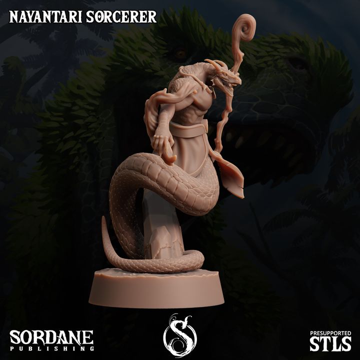 Yuan-ti Sorcerer Spellcaster Miniature | Medium | Sordane Publishing | D&D DnD Pathfinder Miniature