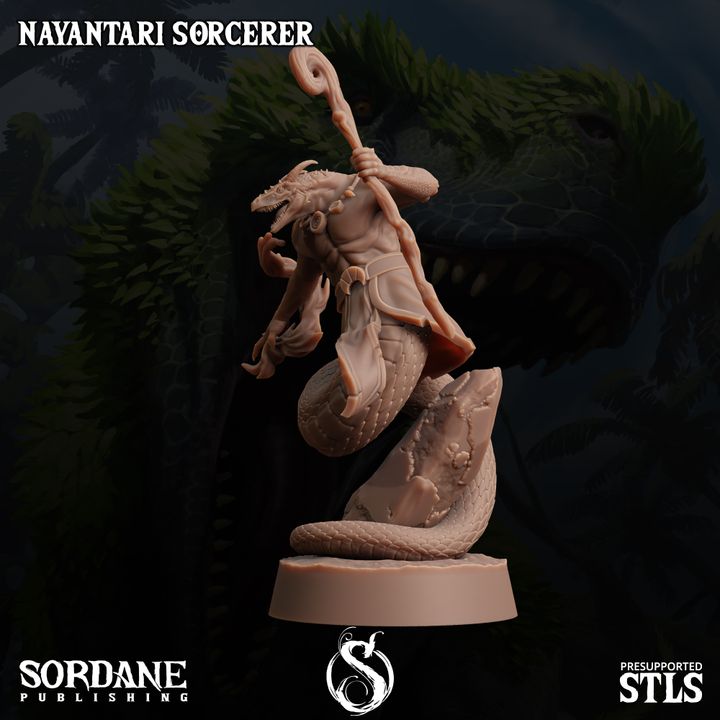 Yuan-ti Sorcerer Spellcaster Miniature | Medium | Sordane Publishing | D&D DnD Pathfinder Miniature