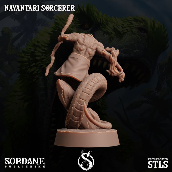 Yuan-ti Sorcerer Spellcaster Miniature | Medium | Sordane Publishing | D&D DnD Pathfinder Miniature