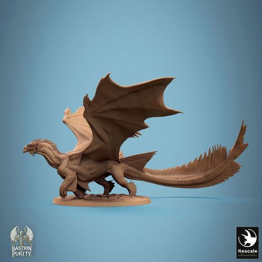 Metallic Bronze Dragon - Walk (100mm Base)