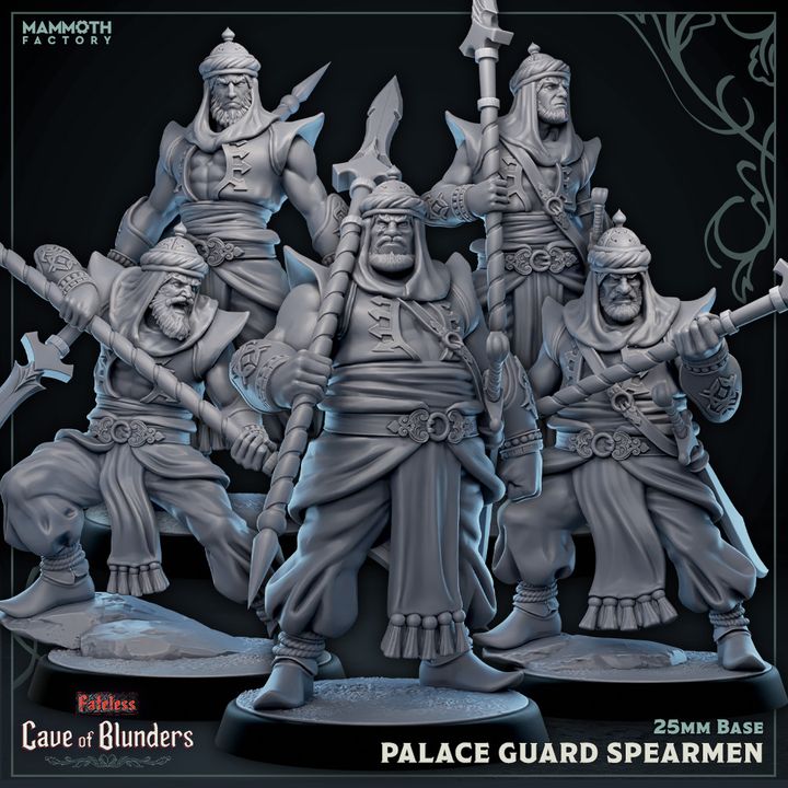 Palace Guard Spearmen Fighter Human | Medium | Mammoth Factory | D&D DnD Pathfinder Miniature