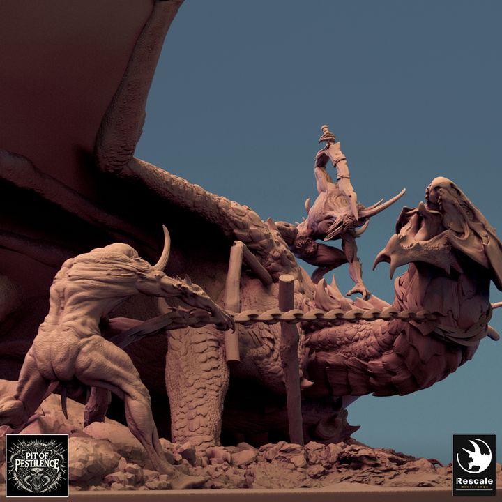 Legendary Brass Dragon Battle Diorama | Colossal | Rescale Miniatures | D&D DnD Pathfinder Miniature