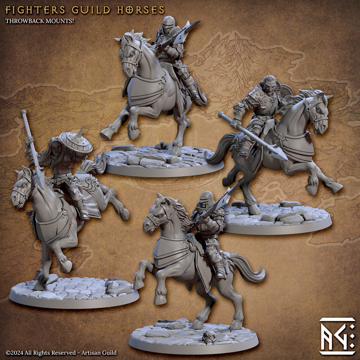 Vanguard Fighters Wyvern Riders Horses | Medium | Artisan Guild | D&D DnD Pathfinder Miniature
