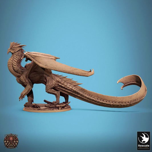 Metallic Silver Dragon - Walk (75mm Base)