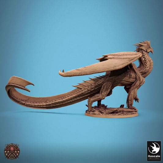 Metallic Silver Dragon - Walk (75mm Base)