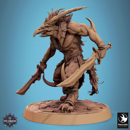 Dragonborn Fighter Dual Sword Warrior | Medium | Rescale Miniatures | D&D DnD Pathfinder Miniature