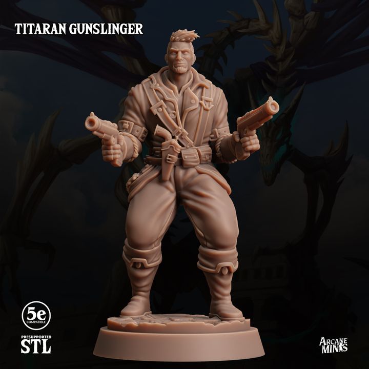 Steampunk Gunslinger Miniature | Medium | Sordane Publishing | D&D DnD Pathfinder Miniature
