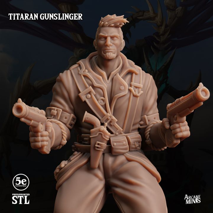 Steampunk Gunslinger Miniature | Medium | Sordane Publishing | D&D DnD Pathfinder Miniature