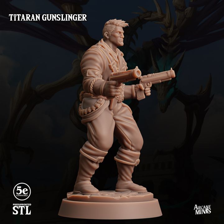 Steampunk Gunslinger Miniature | Medium | Sordane Publishing | D&D DnD Pathfinder Miniature