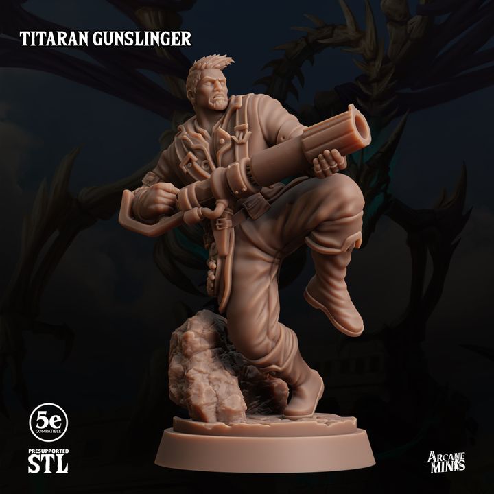 Steampunk Gunslinger Miniature | Medium | Sordane Publishing | D&D DnD Pathfinder Miniature